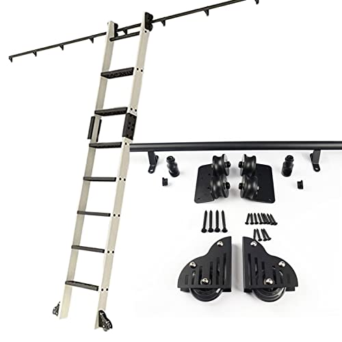 RAUGAJ Bibliothek Schiebeleiter Hardware Kit Rollende Leiter Schiebeschiene Schiene Hardware Kit | Schiebeleiter Schiene Rollende Bibliothek Leiter Mobile Leiter Schiene Kit Für Home Office/Color/6.6F von RAUGAJ