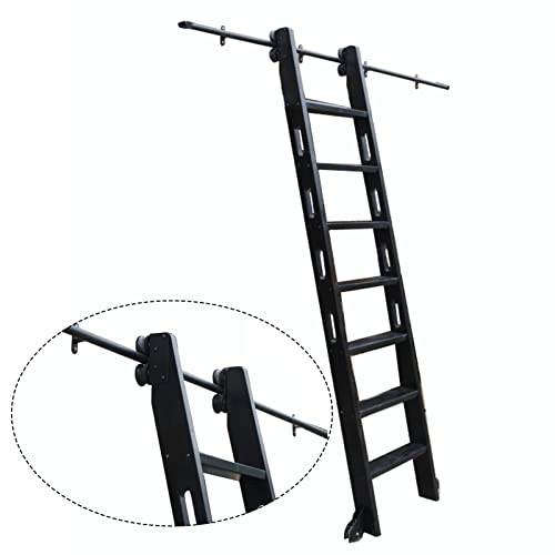 RAUGAJ Bibliothek Schiebeleiter Hardware-Kit Schiebetür Hardware-Kit | Schiebeleiter Rail Track Kit Closet | Bibliothek Rolling Ladder Track Hardware | Rundrohr Carbon Steel Slide/6.6Ft/200Cm Track Ki von RAUGAJ