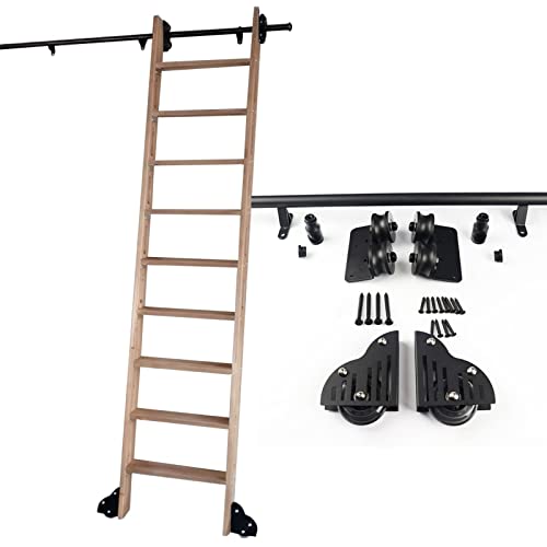 RAUGAJ Bibliothek Schiebeleiter Hardware Kit Schiebetür Kit,Rolling Ladder Hardware Bibliothek Schiebeleiter Hardware Kit,Kompletter Satz Von Hardware Für Schiebeleiter Hängeschiene + Verlängerungssch von RAUGAJ