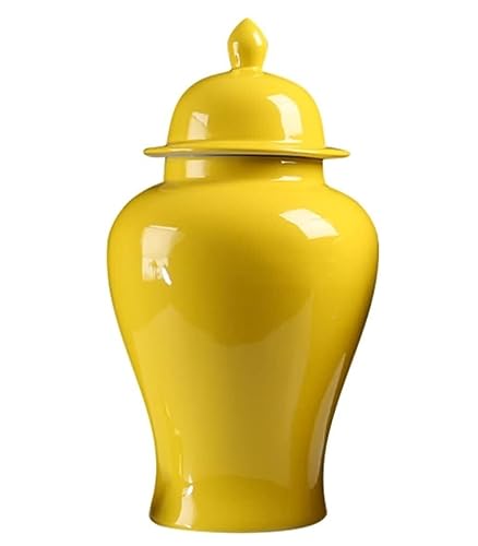 RAUGAJ Dekoratives Glas Ingwer Jar Vase Dekor Gelbe Keramikgingerglas Vase Mit Deckel Traditioneller Chinesischer Dekorativer Porzellangläser Tempelglas Mit Deckel Ingwer Gläsern Aufbewahrungsglas/a/1 von RAUGAJ