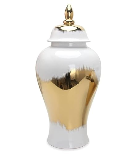 RAUGAJ Dekoratives Glas Ingwer Jar Vase Dekor Gold Ingwerglas Mit Deckel Keramik Ingwer Vase Dekorative Porzellan Blumenpot Jars Tempelglas Mit Deckel Ingwer -Jars Aufbewahrungsglas/a/16 * 30M von RAUGAJ