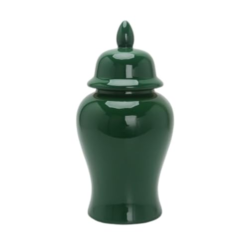 RAUGAJ Dekoratives Glas Ingwer Jar Vase Dekor Keramik Ingwer Jar Behälter Tempelgläser Mit Deckel Porzellan Jar Ornament Tisch Blumenarrangement Vase Ingwer Gläser Lager Jar/Green/24 * 48Cm von RAUGAJ
