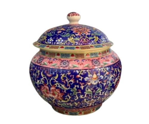 RAUGAJ Dekoratives Glas Ingwer Jar Vase Dekor Keramik Retro Ingwer Jar Vase Dekoration Getrocknete Blumen Vase Porcelaintemple Jar Für Wohnkultur Hochzeit Ingwerglas Aufbewahrung Jar/E/18 * 19Cm von RAUGAJ