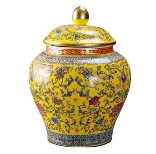 RAUGAJ Dekoratives Glas Ingwer Jar Vase Dekor Keramikgingerglas Mit Deckelvase Porzellan Jar Dekorative Blume Vasen Handgefertigtes Porzellanginger -Jars Aufbewahrungsglas/B/13.6 * 17.6Cm von RAUGAJ