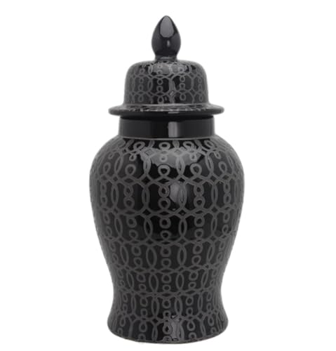 RAUGAJ Dekoratives Glas Ingwer Jar Vase Dekor Moderne Vase Keramik Ingwerglas Mit Deckel Dekorative Blume Vasen Porzellan Tempel Jar Behälter Ingwerglas Aufbewahrungsglas Jar/Siyah/26 * 49Cm von RAUGAJ