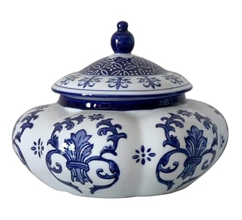 RAUGAJ Dekoratives Glas Ingwerglas Vase Dekor Blau Und Weißer Keramikgingerglas Mit Deckel Chinesische Tradition Dekorative Porzellangläser Tempelglas Mit Deckel Ingwer Gläser Aufbewahrung Jar/a/20*15 von RAUGAJ