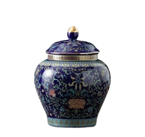 RAUGAJ Dekoratives Glas Ingwerglas Vase Dekor Dekorative Ingwergläser Altes Chinesisches Gelbes Porzellan Keramik -Tempelglas Mit Versiegelten Deckel Heimküche Ingwer Gläser Aufbewahrungsglas Aufbewah von RAUGAJ