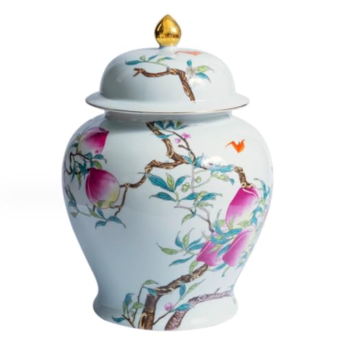RAUGAJ Dekoratives Glas Ingwerglas Vase Dekor Dekorative Ingwergläser Altes Chinesisches Porzellan Keramik -Tempelglas Mit Versiegelten Deckel Home Küche Essginger Gläser Aufbewahrung Jar/a/18.5*26.5C von RAUGAJ