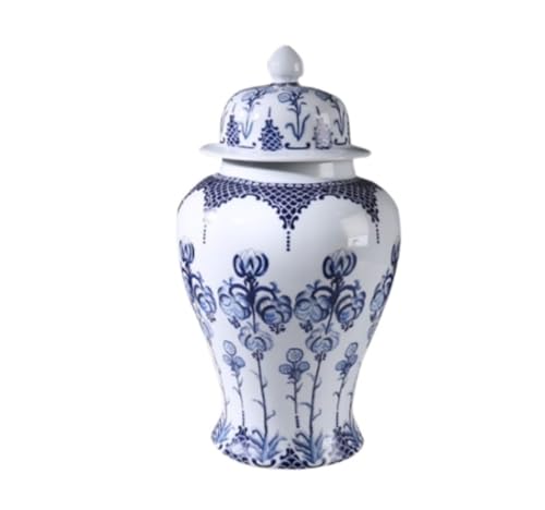 RAUGAJ Dekoratives Glas Ingwerglas Vase Dekor Handgefertigtes Goldener Goldverkleidungsblau Und Weißes Porzellan Fuchsia Blumen Ingwerglas Mit Deckel Dekorative Keramik Ingwer Gläser Lager Jar/a/21.5* von RAUGAJ