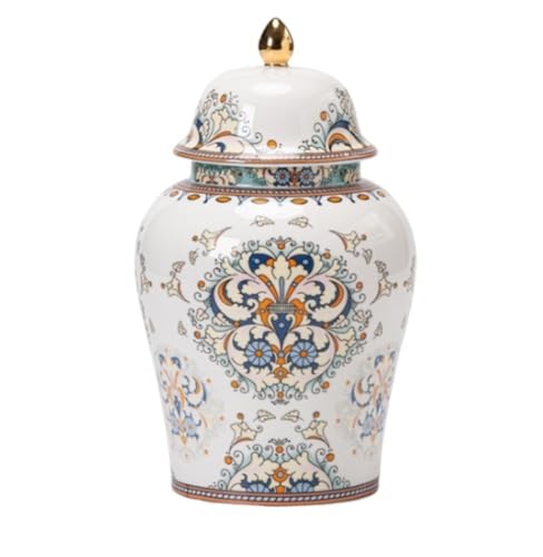 RAUGAJ Dekoratives Jar Ingwer Jar Vase Decor Ingwerglas Mit Deckel Chinoiserie Antique Style Home Decorative Retro -Porzellanblumen Keramik Ingwer Gläser Aufbewahrungsglas Aufbewahrungsglas/a/12*20Cm von RAUGAJ