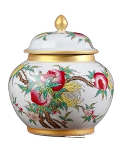 RAUGAJ Dekoratives Jar Ingwer Jar Vase Dekor Vintage Keramik Ingwerglas Mit Deckel Chinesische Tradition Aufbewahrung Jar Dekorative Porzellangläser Tempelglas Ingwer Gläser Aufbewahrungsglas Jar/B/20 von RAUGAJ