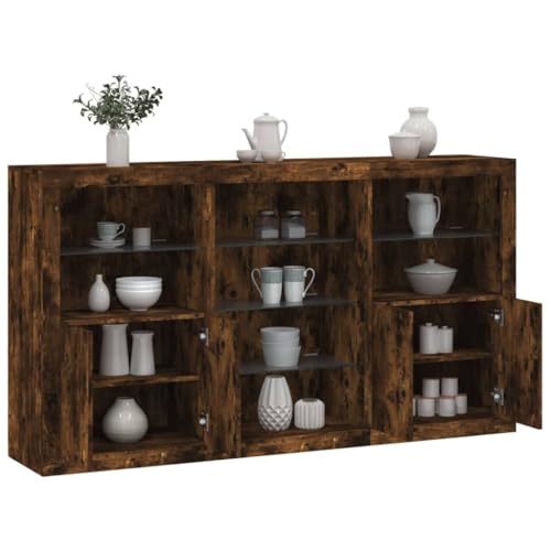 RAUGAJ Dieser Artikel: Sideboard mit LED-Lichtern aus geräucherter Eiche, 181,5 x 37 x 100 cm von RAUGAJ