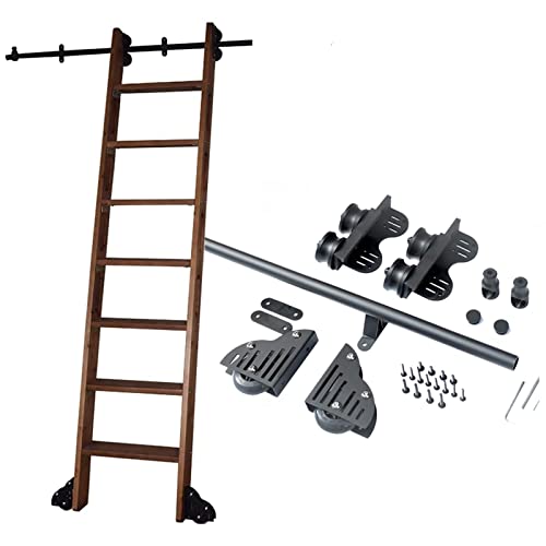 RAUGAJ Einziehbare Rollleiter-Hardware-Bibliothek, Schiebeleiter-Hardware-Kit Mit Runder Schiene/Schiene, Spannbarer Rollleiter-Aufhängerschiene (Ohne Leiter)/20Ft/600Cm Track Kit von RAUGAJ