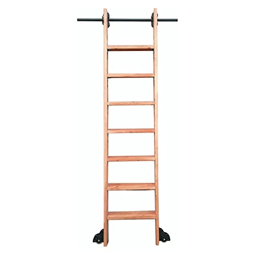 RAUGAJ Einziehbare Rollleiter-Hardware-Bibliotheksset (Ohne Leiter), Schwarzes Schiebeleiter-Schienenset Zum Aufstellen, Scheunentorleiter, Spannbare Rollensystemschiene/16Ft/500Cm Track Kit von RAUGAJ
