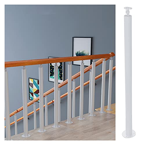 RAUGAJ Flur Round Banister Poste, Weiße Eisentreppengeländer Spindel/Handlauf -Stützbar Für Haus/Büro/Garage/Balkon, Bodenhalterung, Mit Ausstattung/Spindle Height-90Cm(35.4In) von RAUGAJ