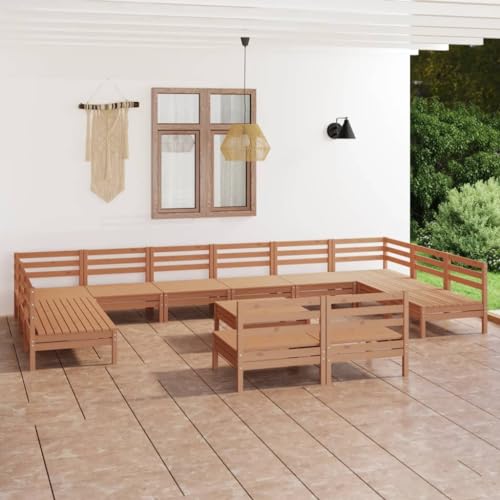 RAUGAJ Furniture Home Tools 13-teiliges Garten-Lounge-Set Honigbraun Massivholz Kiefer von RAUGAJ