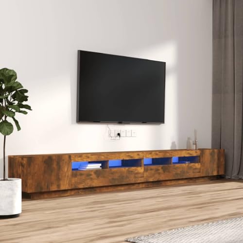 RAUGAJ Furniture Home Tools 3-teiliges TV-Schrank-Set mit LED-Lichtern, geräucherte Eiche, Holzwerkstoff von RAUGAJ