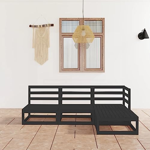 RAUGAJ Furniture Home Tools 4-teiliges Garten-Lounge-Set schwarz Massivholz Kiefer von RAUGAJ