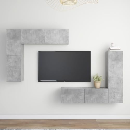 RAUGAJ Furniture Home Tools 4-teiliges TV-Schrank-Set Beton Grau Holzwerkstoff von RAUGAJ