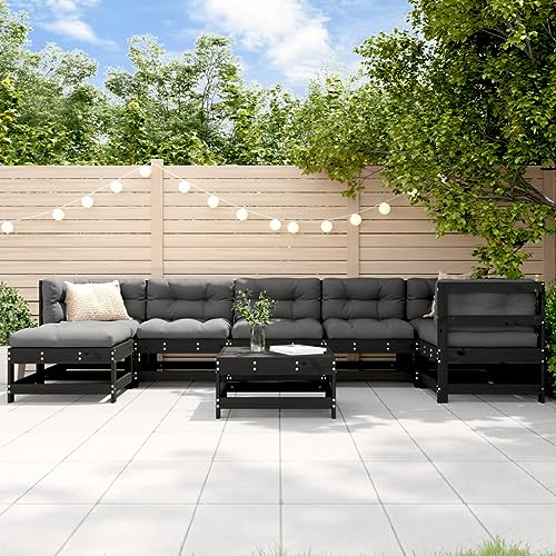RAUGAJ Furniture Home Tools 8-teiliges Garten-Lounge-Set schwarz Massivholz Kiefer von RAUGAJ