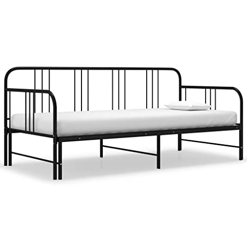 RAUGAJ Furniture Home Tools Ausziehbares Schlafsofa Bettgestell aus schwarzem Metall, 90 x 200 cm von RAUGAJ