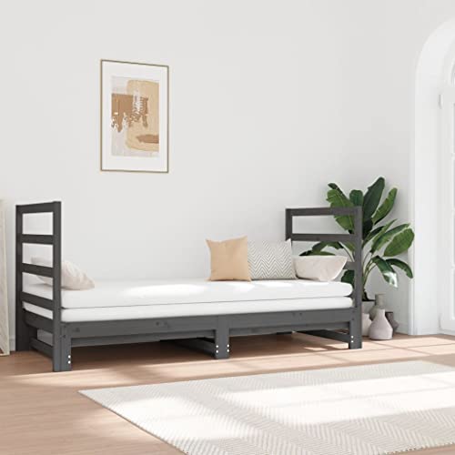 RAUGAJ Furniture Home Tools Ausziehbares Tagesbett, Grau, 2x(90x190) cm, Massivholz, Kiefer von RAUGAJ