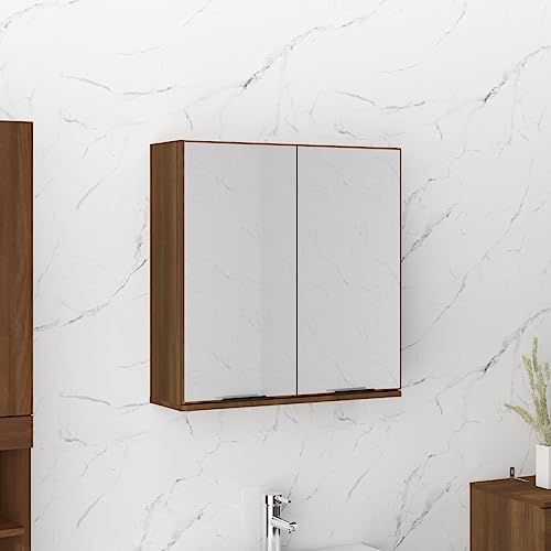 RAUGAJ Furniture Home Tools Badezimmer-Spiegelschrank, Braun Eiche, 64 x 20 x 67 cm von RAUGAJ