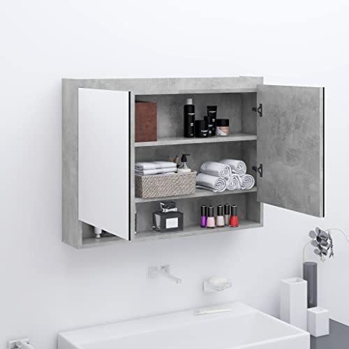 RAUGAJ Furniture Home Tools Badezimmer Spiegelschrank 80x15x60cm MDF Betongrau von RAUGAJ
