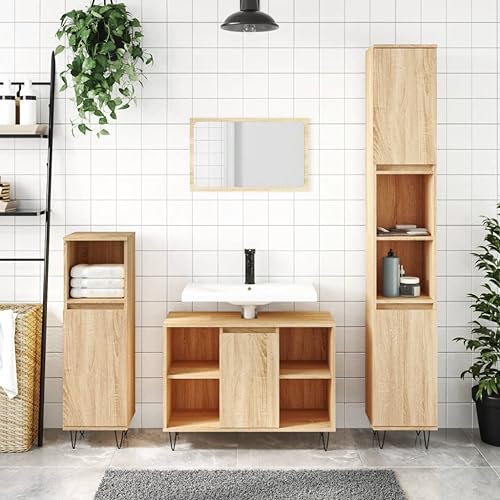 RAUGAJ Furniture Home Tools Badezimmerschrank Sonoma Eiche 30x30x100 cm Holzwerkstoff von RAUGAJ