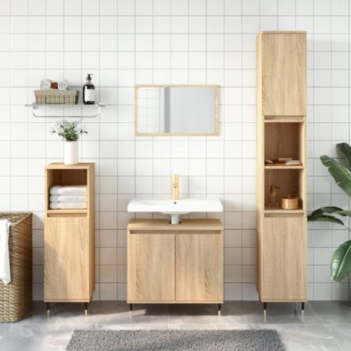 RAUGAJ Furniture Home Tools Badezimmerschrank Sonoma Eiche 58x33x60cm Holzwerkstoff von RAUGAJ