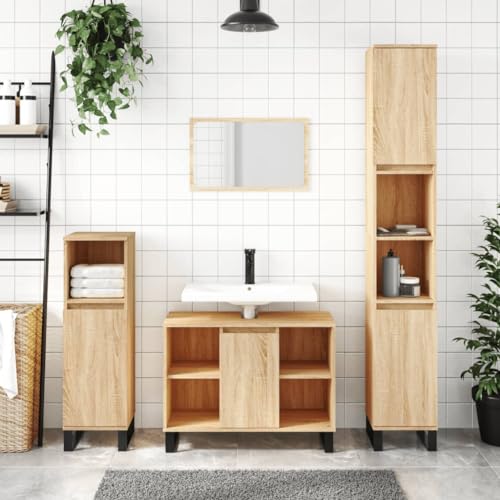 RAUGAJ Furniture Home Tools Badezimmerschrank Sonoma Eiche 80x33x60 cm Holzwerkstoff von RAUGAJ