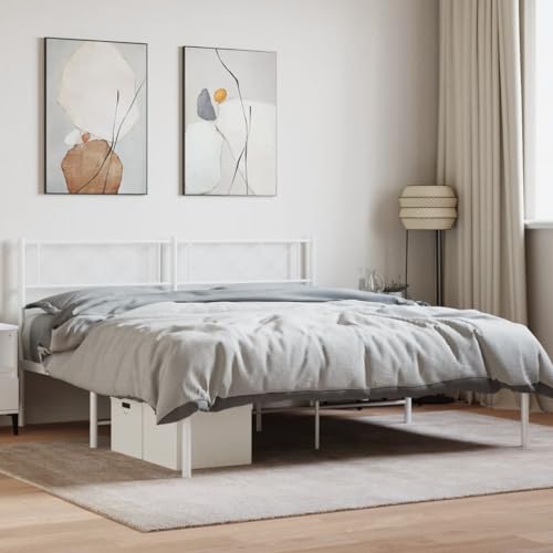 RAUGAJ Furniture Home Tools Bettgestell aus Metall mit Kopfteil, weiß, 120 x 190 cm, kleines Doppelbett von RAUGAJ