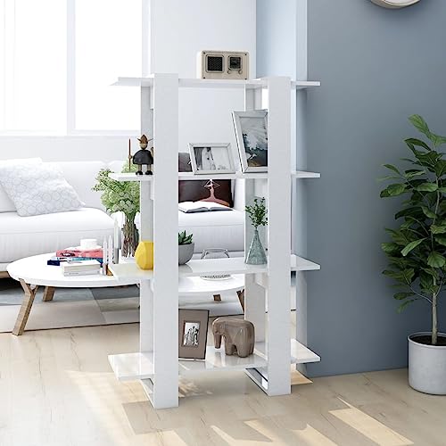 RAUGAJ Furniture Home Tools Bücherschrank Raumteiler Hochglanz Weiß 80x30x123,5 cm von RAUGAJ
