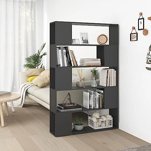 RAUGAJ Furniture Home Tools Bücherschrank Raumteiler grau 100x24x155cm Holzwerkstoff von RAUGAJ
