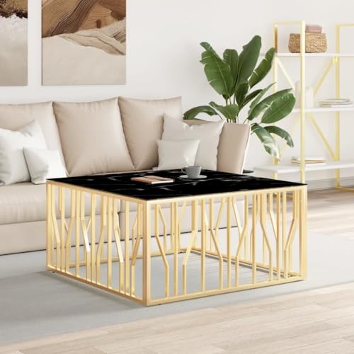 RAUGAJ Furniture Home Tools Couchtisch Gold 100x100x50cm Edelstahl und Glas von RAUGAJ