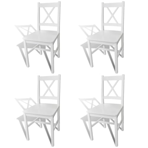 RAUGAJ Furniture Home Tools Esszimmerstühle, 4 Stück, Weiß, Kiefernholz von RAUGAJ