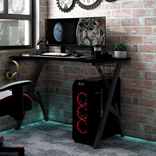 RAUGAJ Furniture Home Tools Gaming-Schreibtisch mit Y-förmigen Beinen, Schwarz, 110 x 60 x 75 cm von RAUGAJ