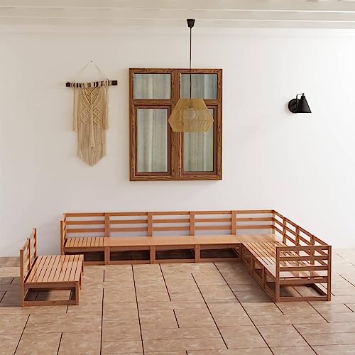 RAUGAJ Furniture Home Tools Garten-Lounge-Set, 10-teilig, Honigbraun, massives Kiefernholz von RAUGAJ