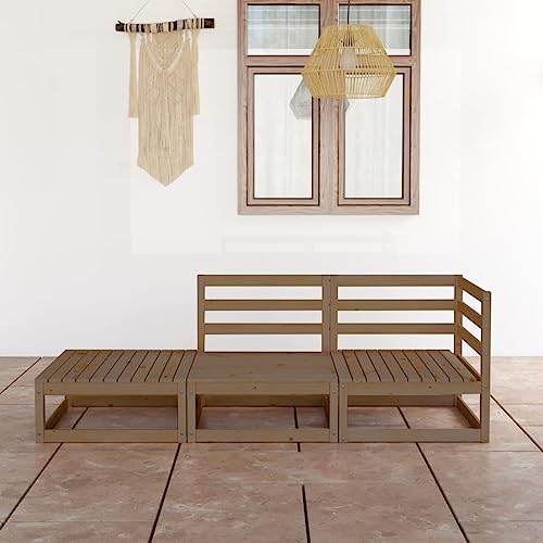 RAUGAJ Furniture Home Tools Garten-Lounge-Set, 3-teilig, Honigbraun, massives Kiefernholz von RAUGAJ