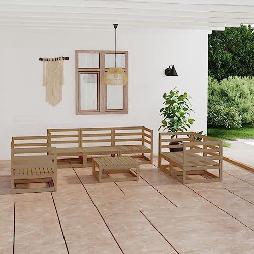 RAUGAJ Furniture Home Tools Garten-Lounge-Set, 8-teilig, Honigbraun, massives Kiefernholz von RAUGAJ