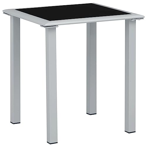 RAUGAJ Furniture Home Tools Gartentisch Schwarz und Silber 41x41x45cm Stahl und Glas von RAUGAJ