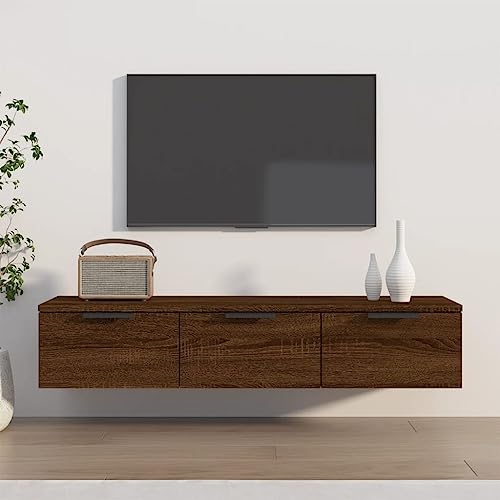 RAUGAJ Furniture Home Tools Hängeschrank Braun Eiche 102x30x20cm Holzwerkstoff von RAUGAJ