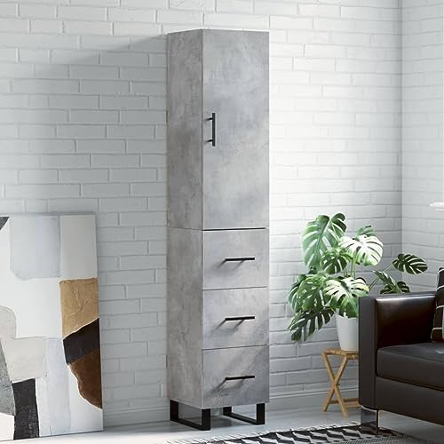 RAUGAJ Furniture Home Tools Highboard Betongrau 34,5x34x180 cm Holzwerkstoff von RAUGAJ