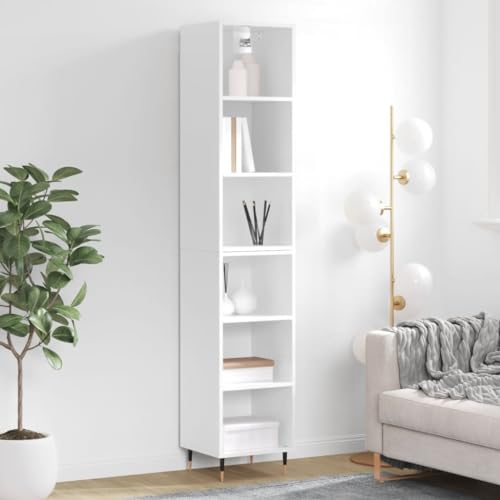 RAUGAJ Furniture Home Tools Highboard Hochglanz Weiß 34,5x32,5x180 cm Holzwerkstoff von RAUGAJ