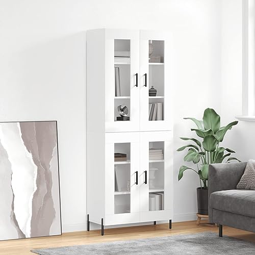 RAUGAJ Furniture Home Tools Highboard Hochglanz Weiß 69,5x34x180cm Holzwerkstoff von RAUGAJ