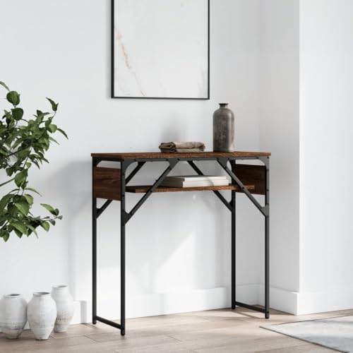 RAUGAJ Furniture Home Tools Konsolentisch mit Ablage, Braun Eiche, 75 x 30 x 75 cm, Holzwerkstoff von RAUGAJ