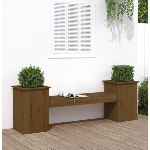 RAUGAJ Furniture Home Tools Pflanzkasten Bank Honigbraun 184,5 x 39,5 x 56,5 cm Massivholz Kiefer von RAUGAJ