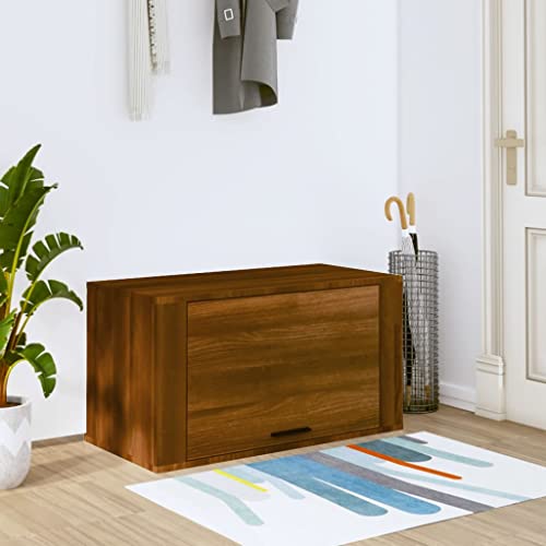 RAUGAJ Furniture Home Tools Schuhschrank zur Wandmontage, Braun Eiche, 70 x 35 x 38 cm, Kiefer Massivholz von RAUGAJ