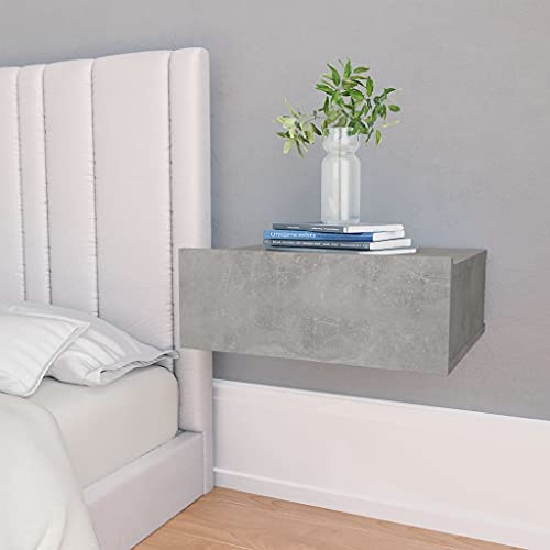 RAUGAJ Furniture Home Tools Schwebender Nachttisch, Beton, Grau, 40 x 30 x 15 cm, Holzwerkstoff von RAUGAJ