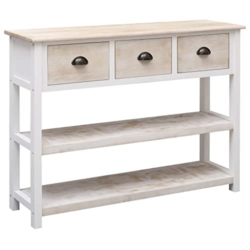 RAUGAJ Furniture Home Tools Sideboard Weiß und Braun 108x30x76cm Massivholz Paulownia von RAUGAJ